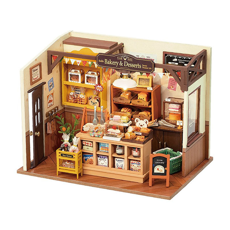 Robotime Rolife Becka's Baking House DIY Miniature House for Kids Children 3D Wooden Assembly Toys Easy Connection Home Decorate