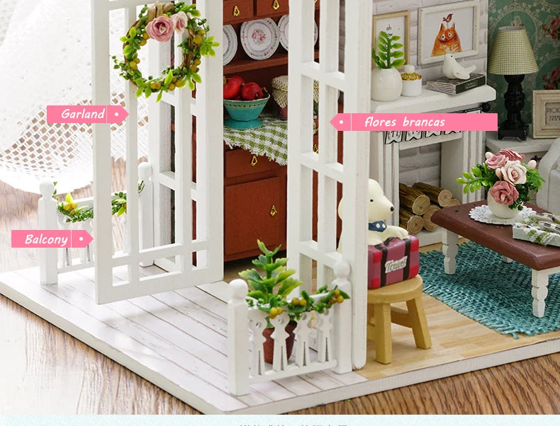 CUTEBEE Doll House Miniature DIY Dollhouse With Furnitures Wooden House Toys For Children  Holiday Times Z009