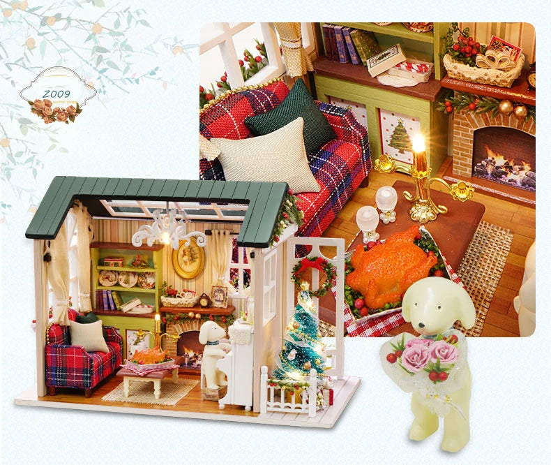 CUTEBEE Doll House Miniature DIY Dollhouse With Furnitures Wooden House Toys For Children  Holiday Times Z009