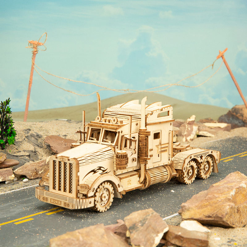 CPC Certificated Robotime Rokr Mechanical Heavy Truck Car Assembly Toy Wooden 3D Puzzle For Adults