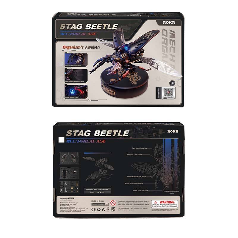 Robotime Rokr 3D Metal Puzzles Stag Beetle Plastic Model Engine Kits to Build Mechanical Age Gift for Teen Adults 115 pcs MI03