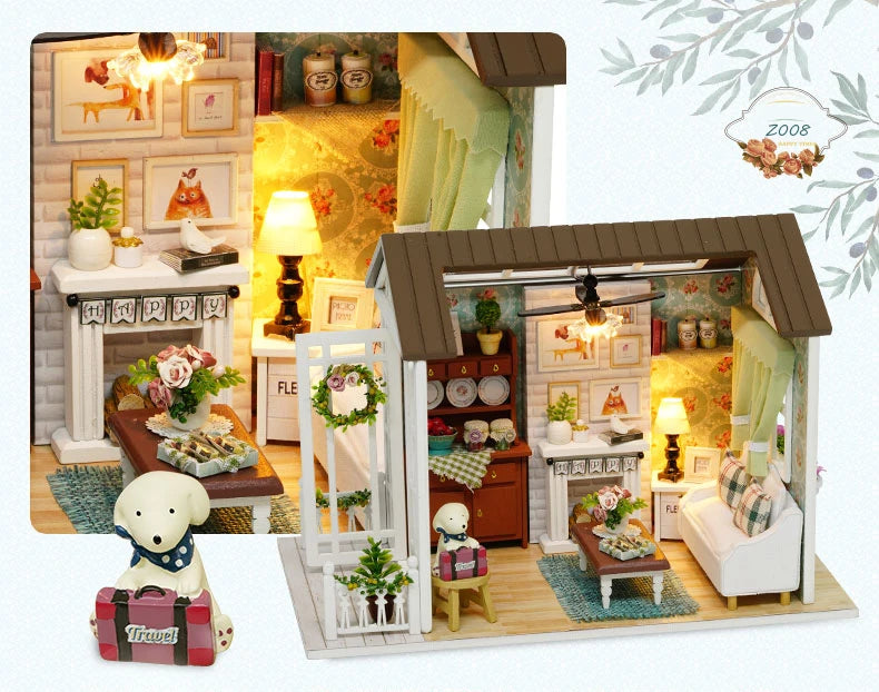 CUTEBEE Doll House Miniature DIY Dollhouse With Furnitures Wooden House Toys For Children  Holiday Times Z009