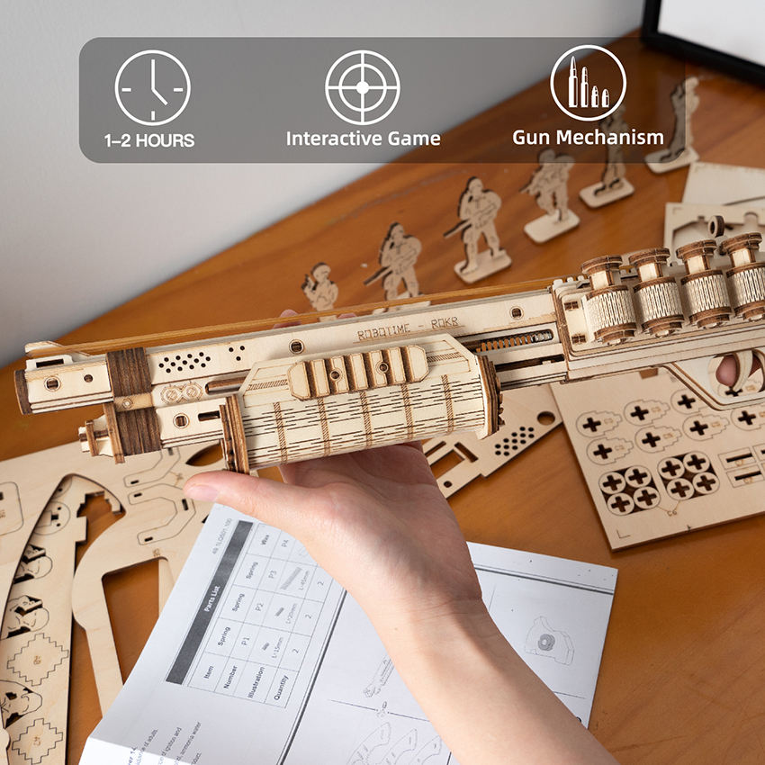 3D Puzzle Model educational DIY Wooden crafts jigsaw puzzles gun Rubber Band Machine Gun Toys toys direct for Dropshipping