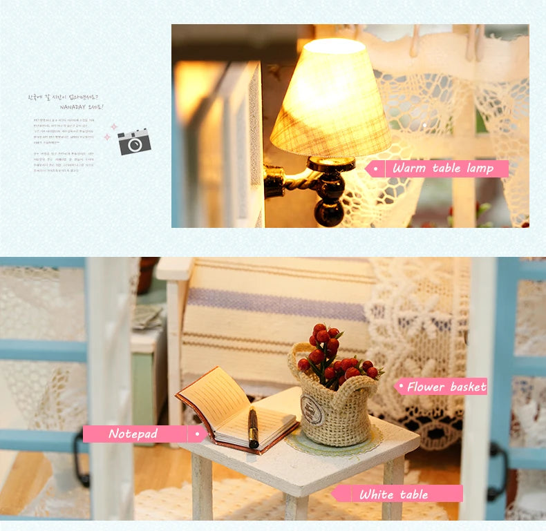 CUTEBEE Doll House Miniature DIY Dollhouse With Furnitures Wooden House Toys For Children  Holiday Times Z009