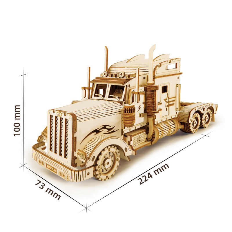 CPC Certificated Robotime Rokr Mechanical Heavy Truck Car Assembly Toy Wooden 3D Puzzle For Adults