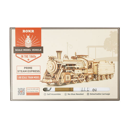 China Toy Factory Robotime Rokr MC501 Mechanical Train Model Wooden 3D Puzzles For Adults