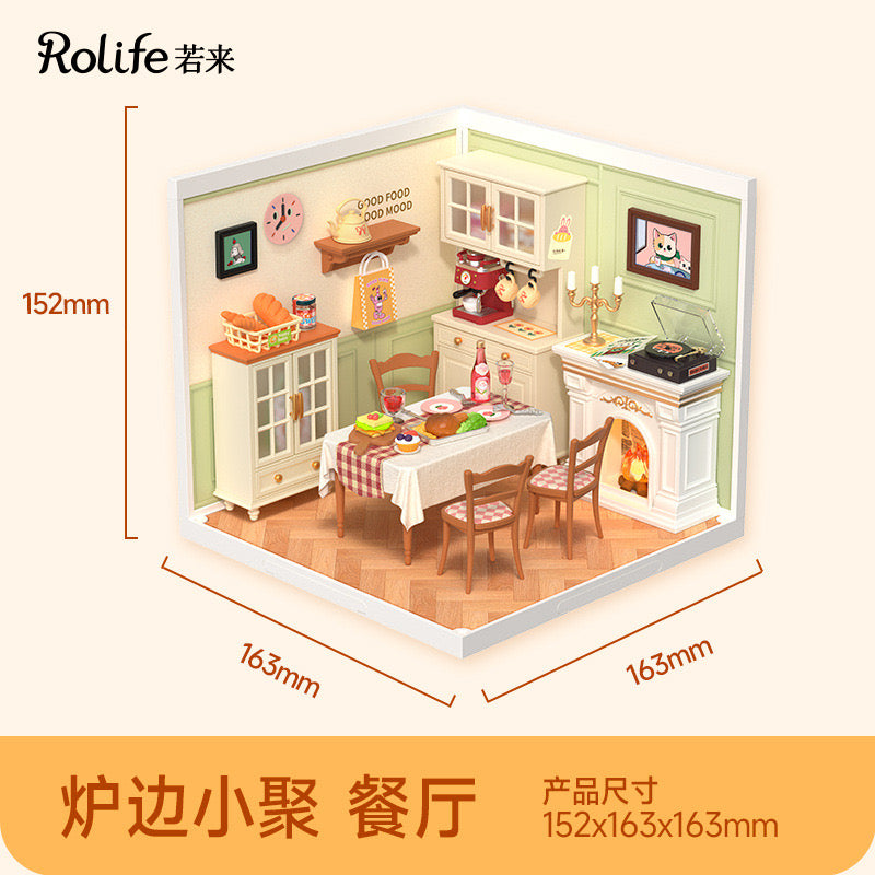 DW015 Dinning room Robotime Rolife 3D Plastic Puzzle Building Toy Kit DIY Miniature House