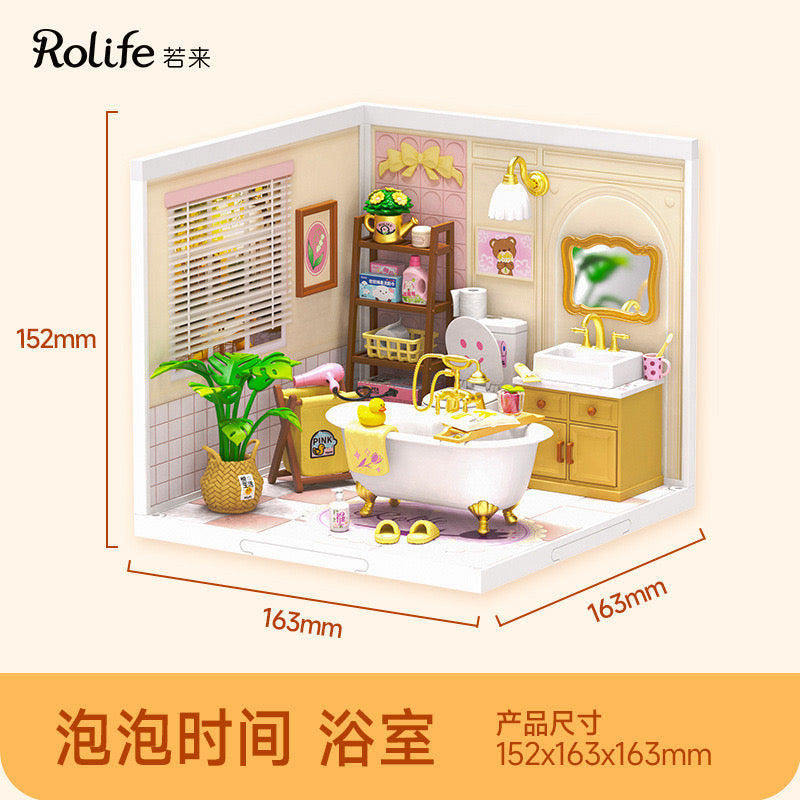 DW014 Robotime salle de bain Mini Dollhouse Kit de maison miniature à monter soi-même avec accessoires