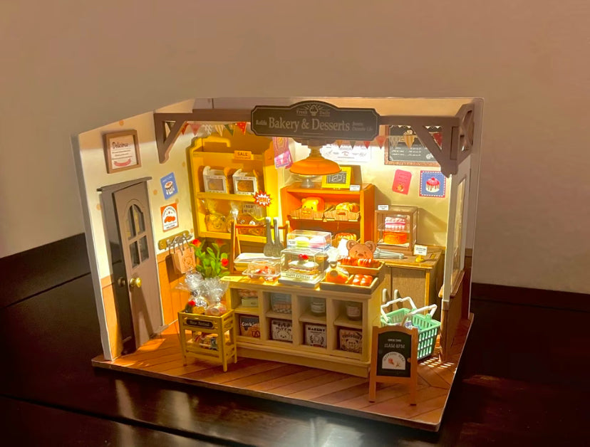 Robotime Rolife Becka's Baking House DIY Miniature House for Kids Children 3D Wooden Assembly Toys Easy Connection Home Decorate