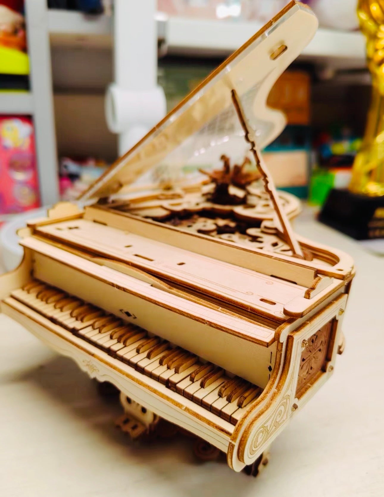 Robotime Rokr Tiktok Hot Selling Diy Toys AMK81 Magic Piano Mechanical Music Box Model Kit 3D Wooden Puzzles