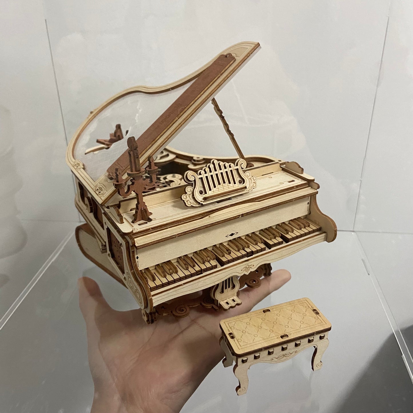 Robotime Rokr Tiktok Hot Selling Diy Toys AMK81 Magic Piano Mechanical Music Box Model Kit 3D Wooden Puzzles