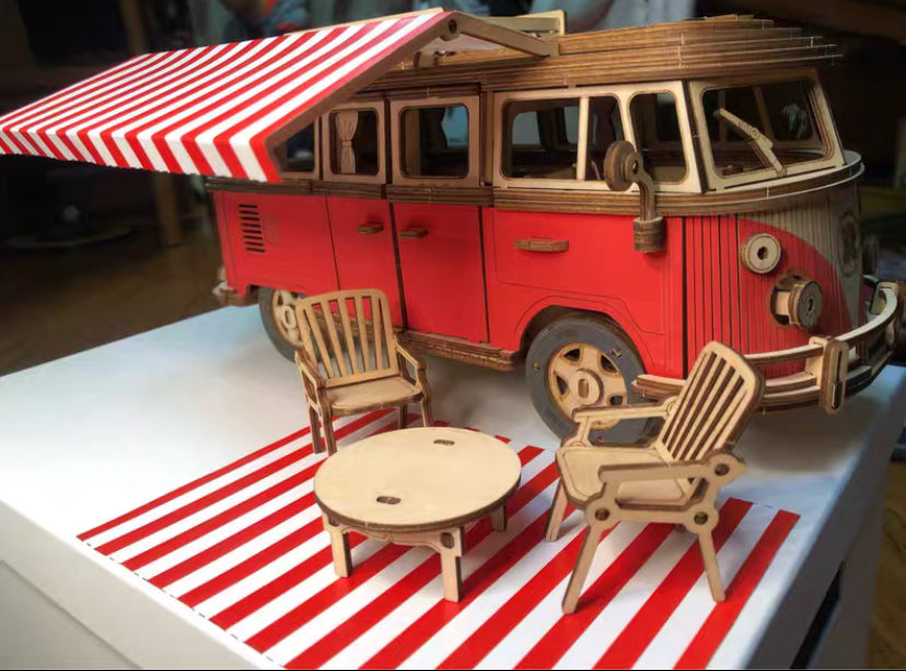 D Car Wooden Volkswagen T1 Camper Truck Puzzle Handmade DIY Wooden Assembled Model Car toy Series Boy female Gift