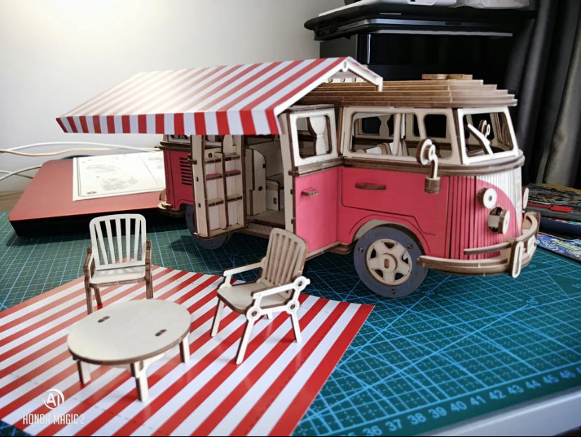 D Car Wooden Volkswagen T1 Camper Truck Puzzle Handmade DIY Wooden Assembled Model Car toy Series Boy female Gift