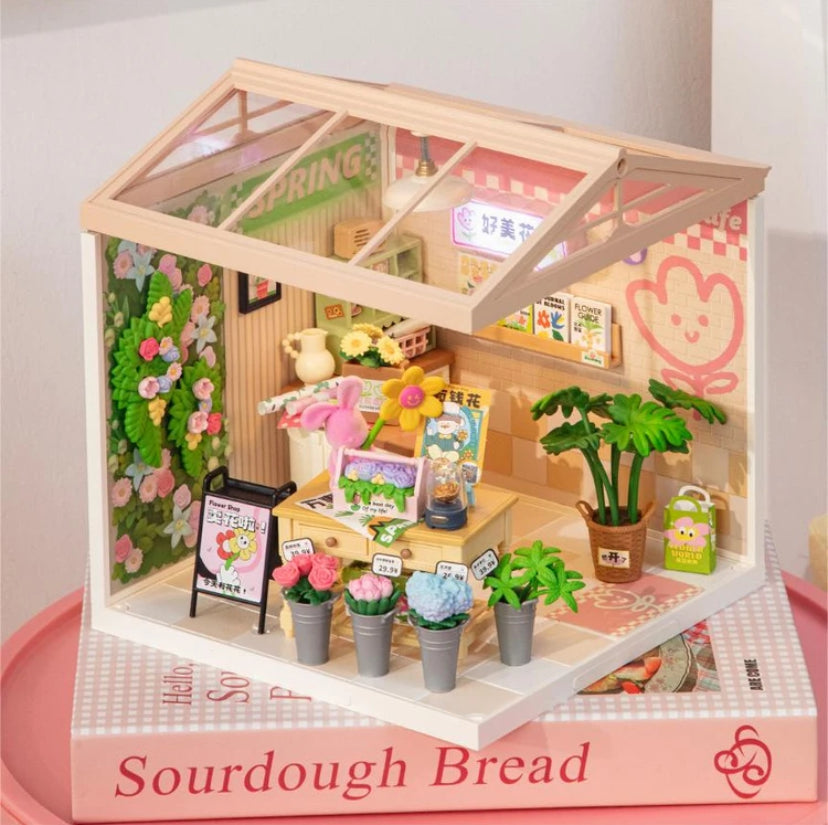 DW017 Rolife Fresh flower shop Blocks Model Building Toys Plastic DIY Miniature House Kit