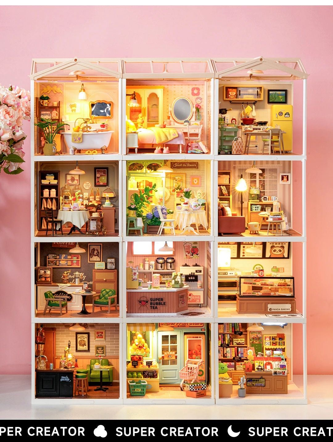 DW016 Robotime Rolife Sweet Dream Bedroom Model Kit Toy 3D Plastic Puzzle DIY Miniature House