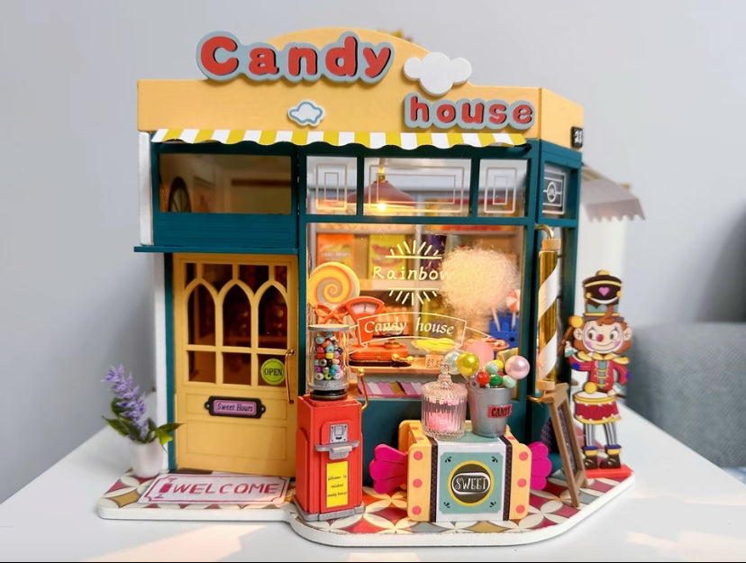 Handmade Puzzle Kit DG158 Rainbow Candy House 3D Diy Wooden Miniature Dollhouse