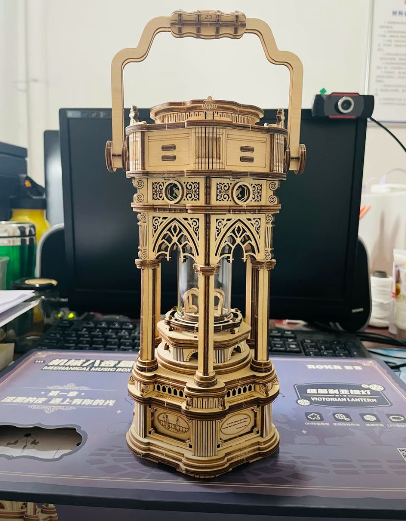 Robotime Rokr AMK61 Music Box Victorian Lantern Model Toys Wooden 3D Puzzles For Adults