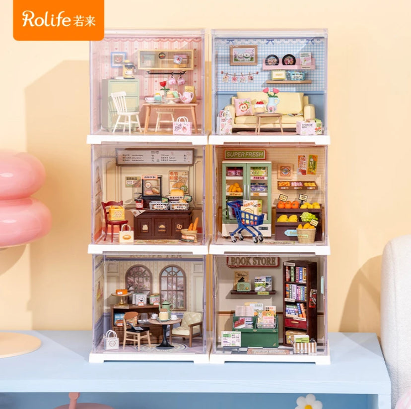 Robotime Rolife Assembled Toys Gift Set DWS01-06 MINI 3D Plastic Puzzle DIY Miniature House