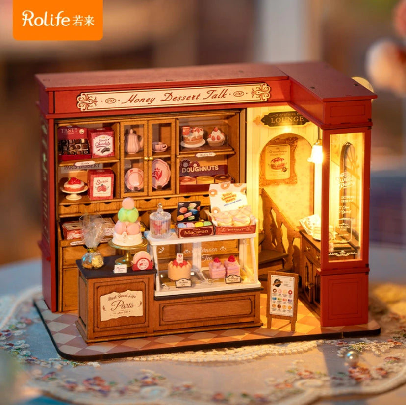 Robotime Rolife Educational Toys DIY Miniature House DG168 Honey dessert talk Model Kit Wooden 3D Puzzles