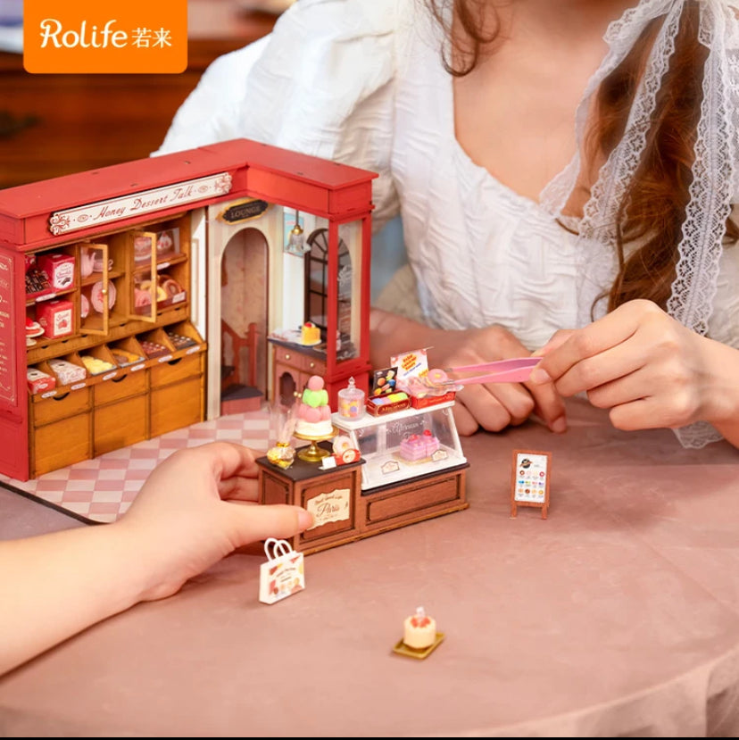 Robotime Rolife Educational Toys DIY Miniature House DG168 Honey dessert talk Model Kit Wooden 3D Puzzles