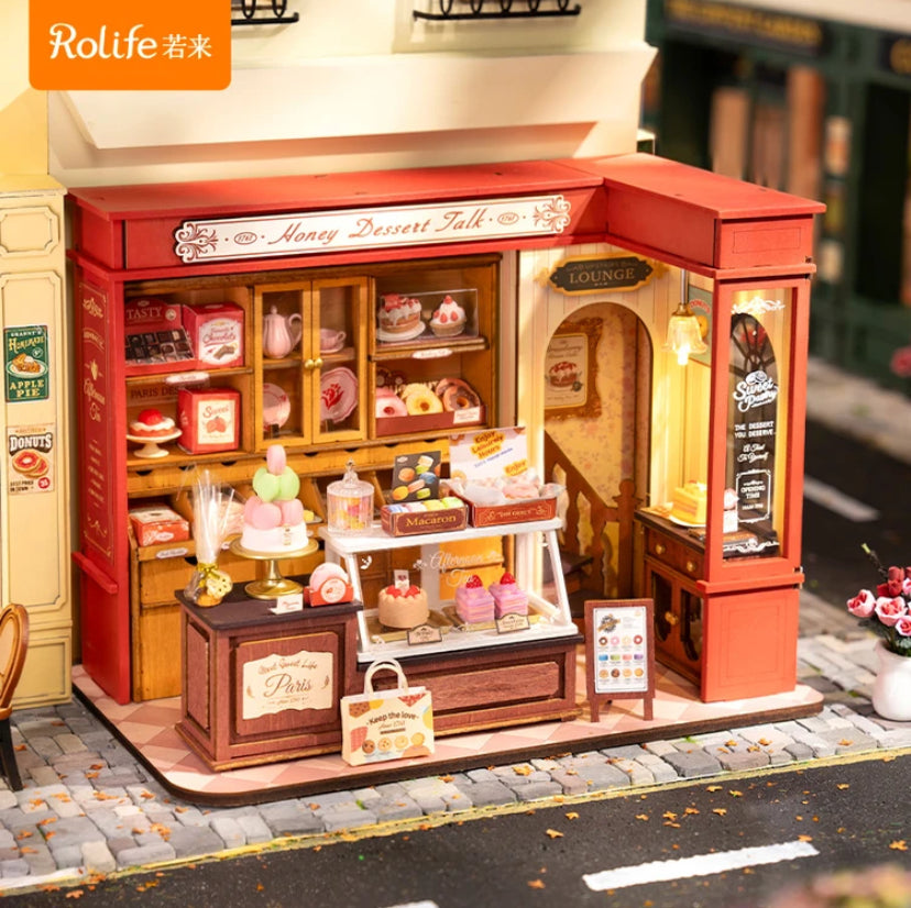 Robotime Rolife Educational Toys DIY Miniature House DG168 Honey dessert talk Model Kit Wooden 3D Puzzles