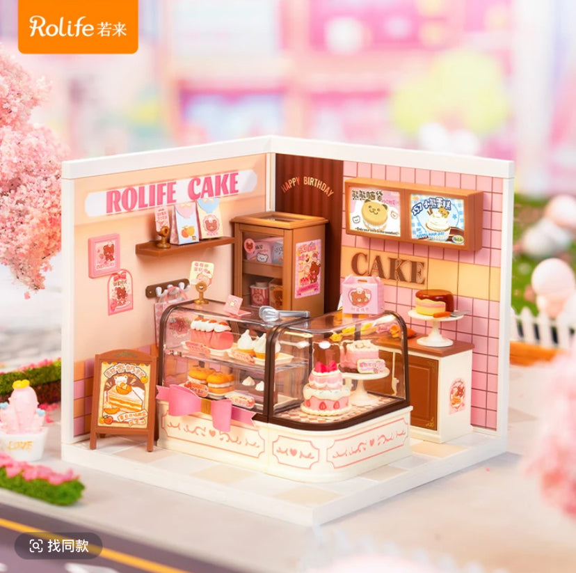 DW019 Robotime Rolife New DIY 3D Puzzle Miniature House bear COCO bread store Assembly Toy with Light Collection Decoration Gift