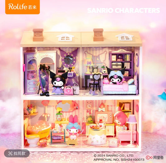 Rolife Super Creator and SANRIO MY MELODY KUROMI Jointly signed 3D plastic Puzzle DIY Miniature House gift