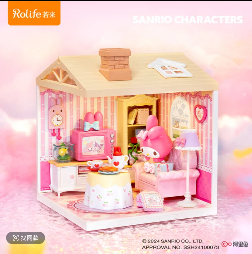 Rolife Super Creator and SANRIO MY MELODY KUROMI Jointly signed 3D plastic Puzzle DIY Miniature House gift