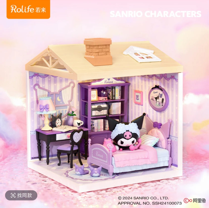 Rolife Super Creator and SANRIO MY MELODY KUROMI Jointly signed 3D plastic Puzzle DIY Miniature House gift