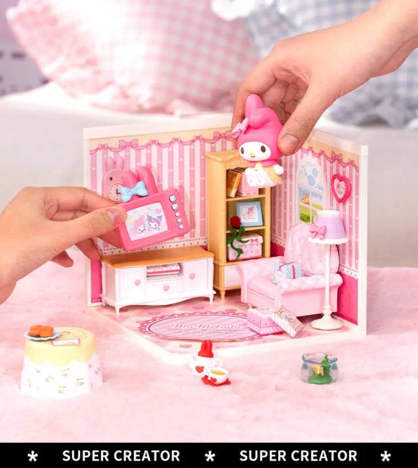 Rolife Super Creator and SANRIO MY MELODY KUROMI Jointly signed 3D plastic Puzzle DIY Miniature House gift