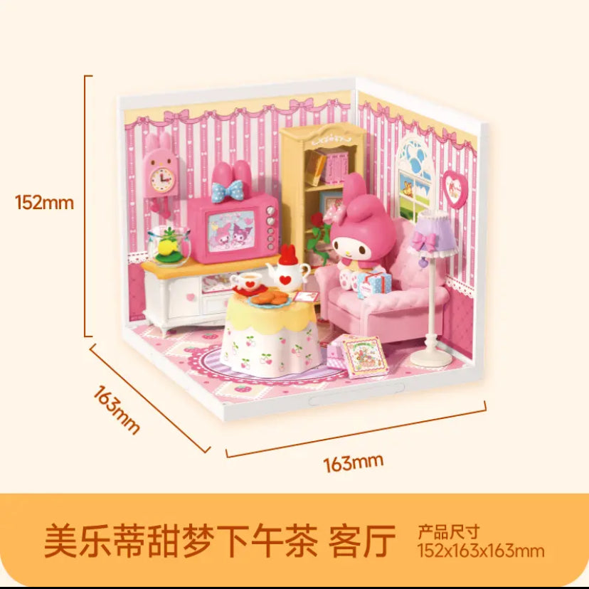 Rolife Super Creator and SANRIO MY MELODY KUROMI Jointly signed 3D plastic Puzzle DIY Miniature House gift