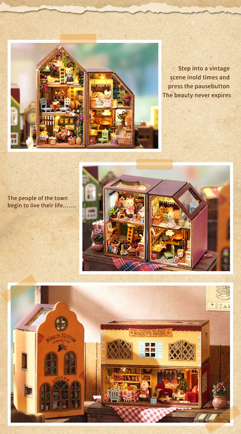 CUTEBEE Wooden Doll House 1:24 Handmade Miniature Doll House Model Building Kits Toy with Furniture For Children Adult Xmas Gift