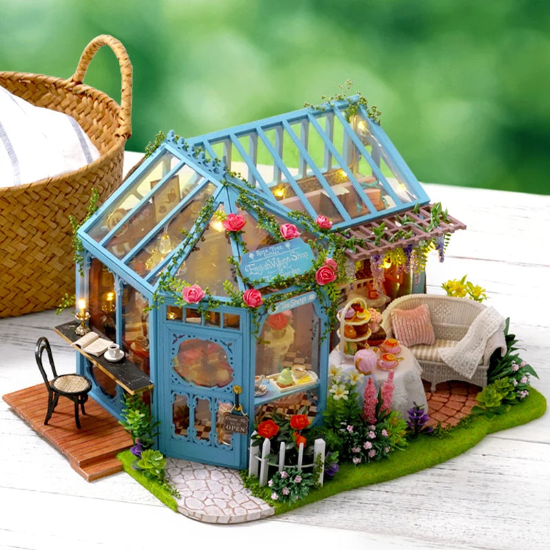 CUTEBEE-DIY Wooden Doll House Kit, Modern Miniature Dollhouse with Furniture Lights, Magic Roombox Toys, Birthday Gift