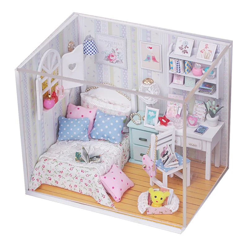 CUTEBEE Wooden Doll House 1:24 Handmade Miniature Doll House Model Building Kits Toy with Furniture For Children Adult Xmas Gift