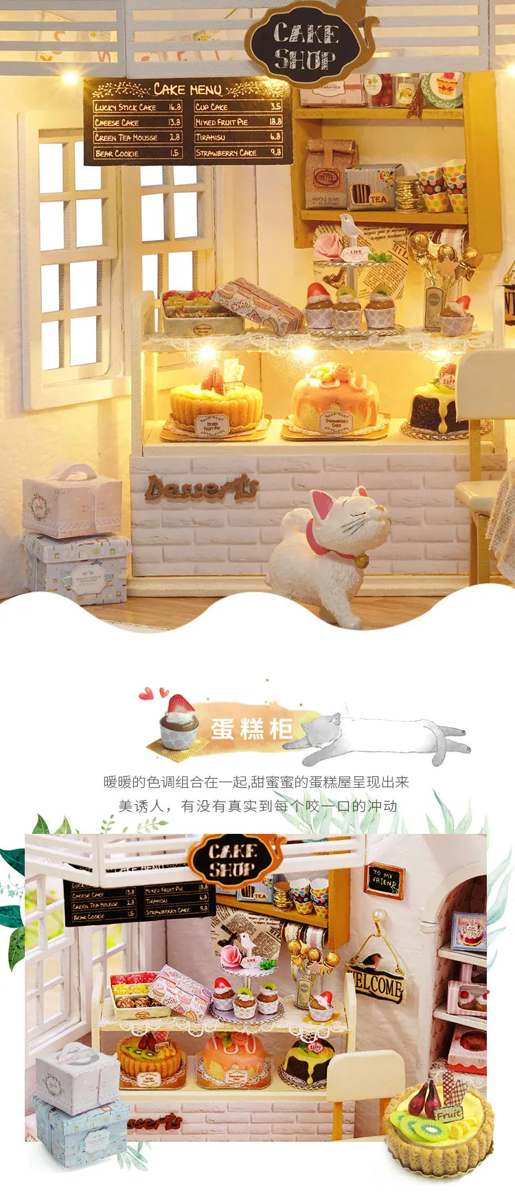 CUTEBEE Wooden Doll House 1:24 Handmade Miniature Doll House Model Building Kits Toy with Furniture For Children Adult Xmas Gift