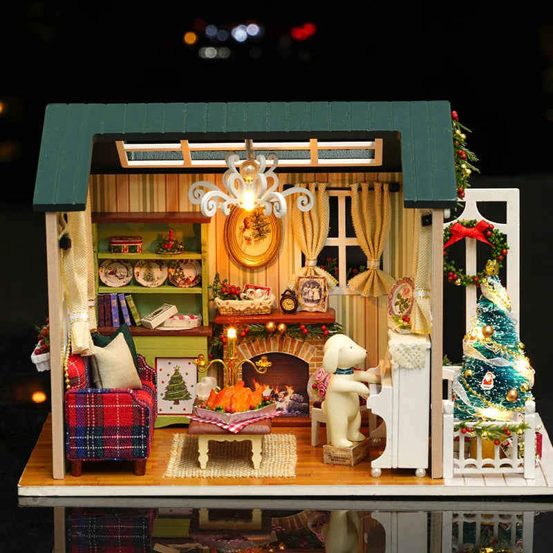 CUTEBEE Doll House Miniature DIY Dollhouse With Furnitures Wooden House Toys For Children  Holiday Times Z009