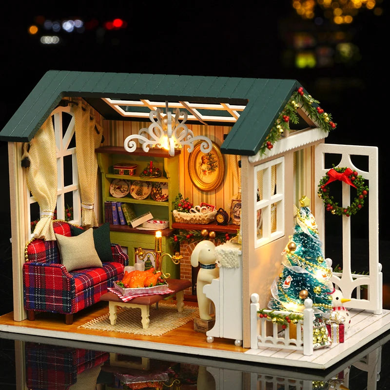 CUTEBEE Doll House Miniature DIY Dollhouse With Furnitures Wooden House Toys For Children  Holiday Times Z009