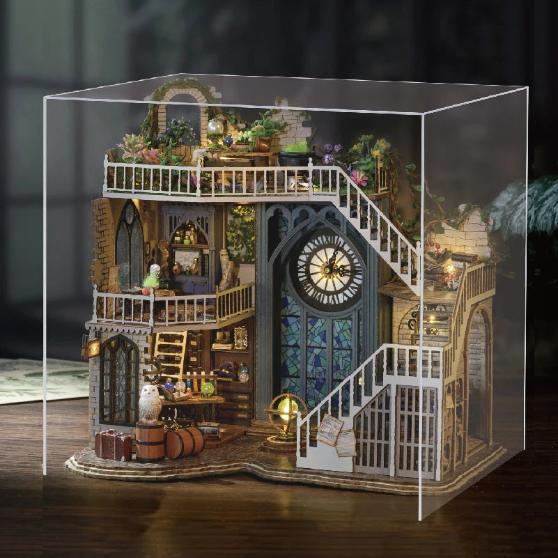 CUTEBEE DIY Wooden Dollhouse Magic Cathedral Miniature Doll House Kit with Furniture Roombox Magic Academy Toy for Birthday Gift