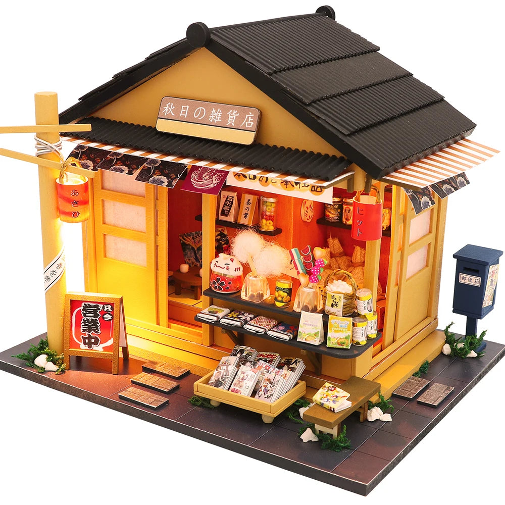 Cutebee Miniature Dollhous Japanese Style Doll House Accessories Furniture Miniatures Building Mini Wooden Roombox Toy Gift