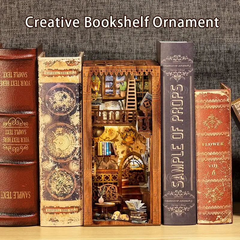 CUTEBEE Magic Book Nook Kit DIY Doll House with Light 3D Bookshelf Insert Eternal Bookstore Model Toy For Adult Birthday Gifts