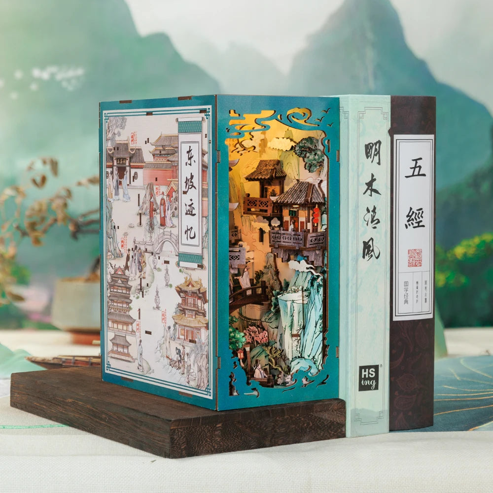 CUTEBEE Antiquity Book Nook Chinese Style Doll House Kit with Touch Light Dust Cover 3D Puzzle Toy Gift Ideas Su Dongpo's Life