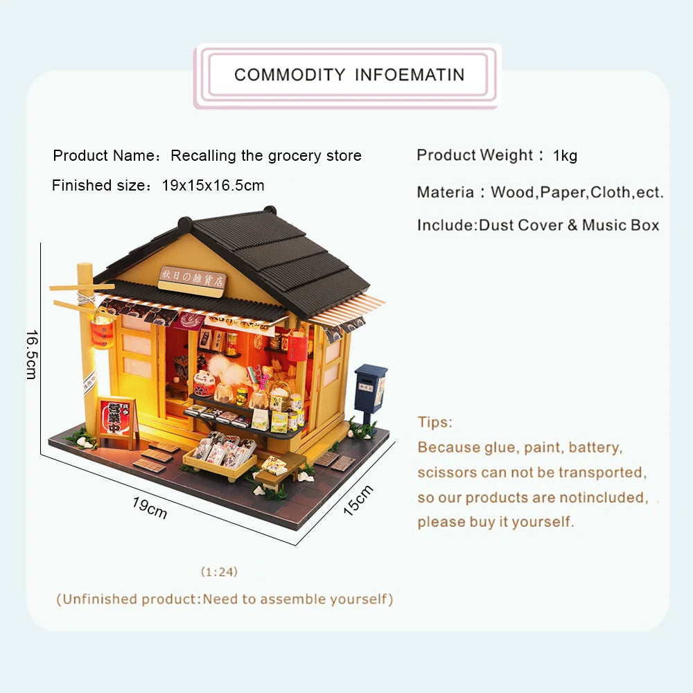 Cutebee Miniature Dollhous Japanese Style Doll House Accessories Furniture Miniatures Building Mini Wooden Roombox Toy Gift