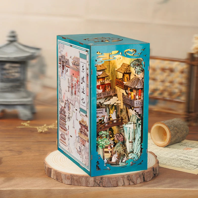 CUTEBEE Antiquity Book Nook Chinese Style Doll House Kit with Touch Light Dust Cover 3D Puzzle Toy Gift Ideas Su Dongpo's Life