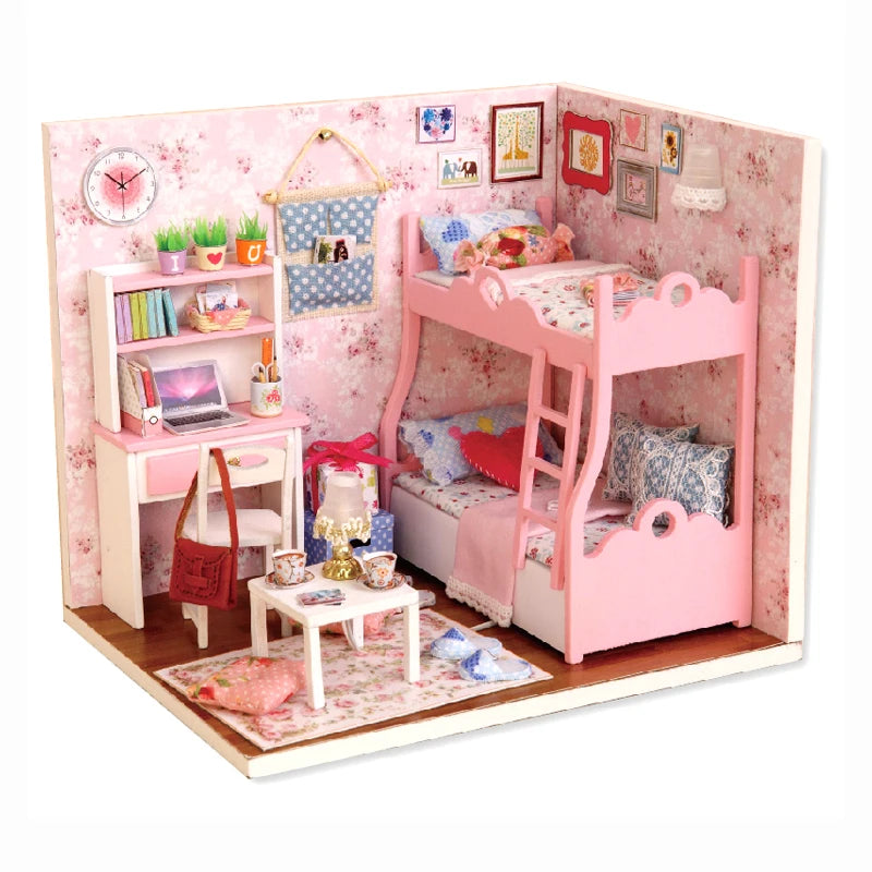 CUTEBEE Wooden Doll House 1:24 Handmade Miniature Doll House Model Building Kits Toy with Furniture For Children Adult Xmas Gift