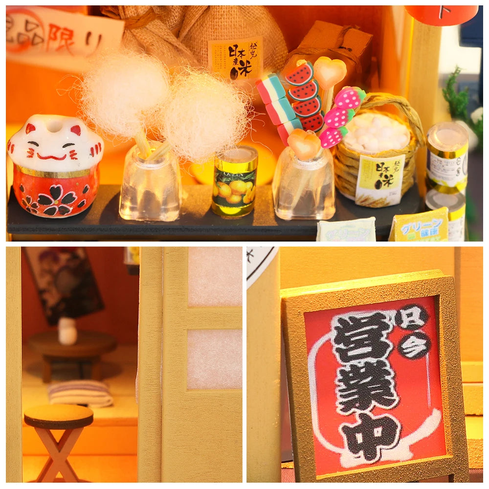 Cutebee Miniature Dollhous Japanese Style Doll House Accessories Furniture Miniatures Building Mini Wooden Roombox Toy Gift