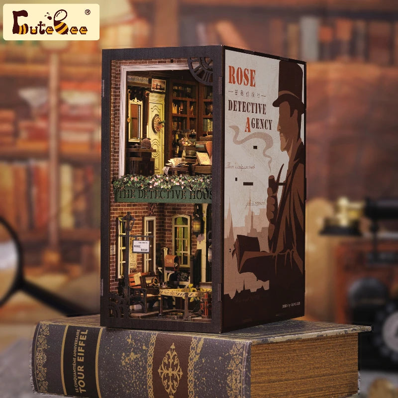 CUTEBEE Book Nook Kit DIY Doll House with LED Light Bookshelf Insert Eternal Bookstore Model Collection Series For Birthday Gift