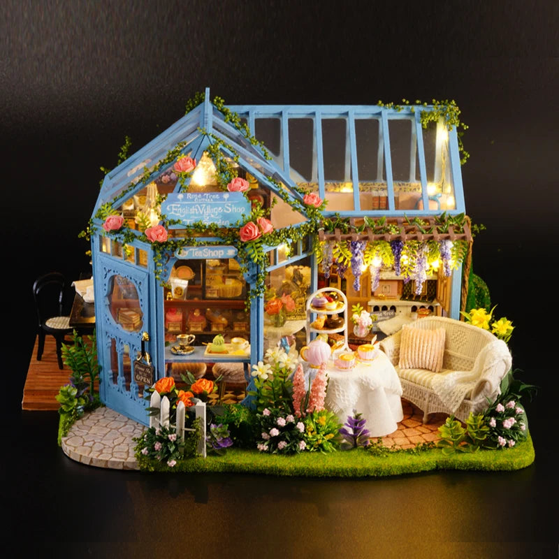 CUTEBEE-DIY Wooden Doll House Kit, Modern Miniature Dollhouse with Furniture Lights, Magic Roombox Toys, Birthday Gift