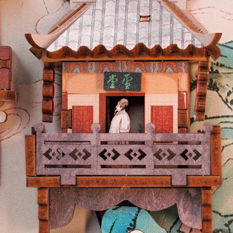 CUTEBEE Antiquity Book Nook Chinese Style Doll House Kit with Touch Light Dust Cover 3D Puzzle Toy Gift Ideas Su Dongpo's Life