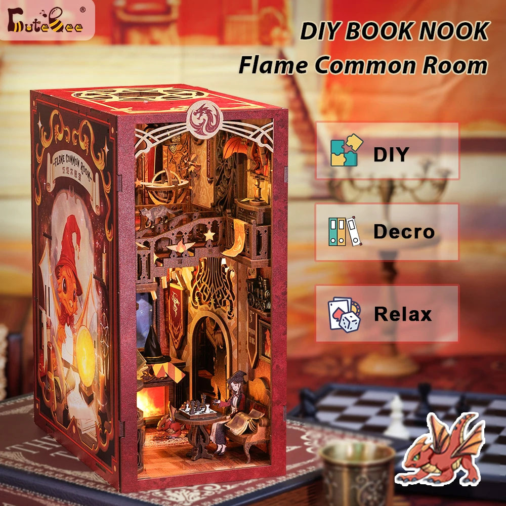 CUTEBEE Book Nook Kit DIY Doll House with LED Light Bookshelf Insert Eternal Bookstore Model Collection Series For Birthday Gift