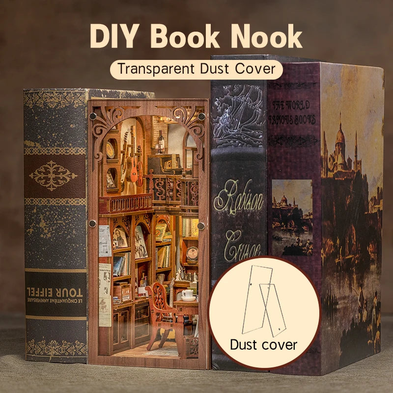 CUTEBEE Book Nook DIY Miniature House Dollhouse Booknook with Touch Light Model Building Adult for Decoration Gift Secret Rhythm